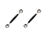 2 cucharas de bola con cabeza de doble cara | Pala de fruta de acero inoxidable, cortador de patatas, bolas de melón, con orificio de drenaje, cortador de bolas, para galletas redondas y