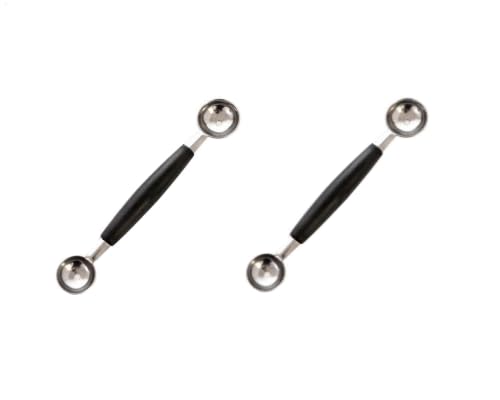 2 cucharas de bola con cabeza de doble cara | Pala de fruta de acero inoxidable, cortador de patatas, bolas de melón, con orificio de drenaje, cortador de bolas, para galletas redondas y