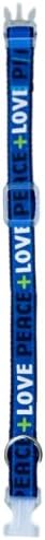 Waghearted "Love and Peace Dog Collar, Blue, Medium