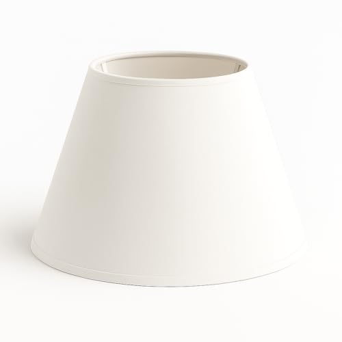 35 cm Cône Abat-jour, Tissu en Coton avec dos en PVC blanc, Produit fait main, pour Lampe de table, Lampadaire (Blanc)