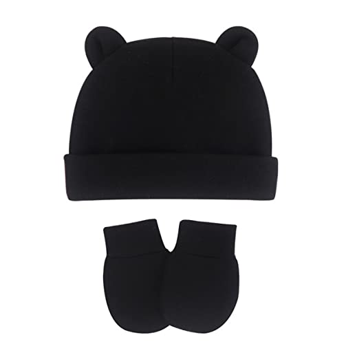 YUGRMKQ 1pcs Bonnets de Naissance et Moufles de Protection - Doux Mignon Tricoté Bébé Chapeau en Coton pour Bébés Garçons Enfant Casquette Bonnets (J) Cover