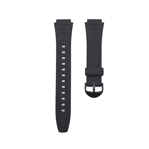 JZK Ersatzarmband für Casio W-800H, für F-91W, A-158WA, MQ-71, MQ-69, W-86, W-96, AE-1000, AE-1100, 18 mm schwarzes Kunststoffarmband für Damen und Herren