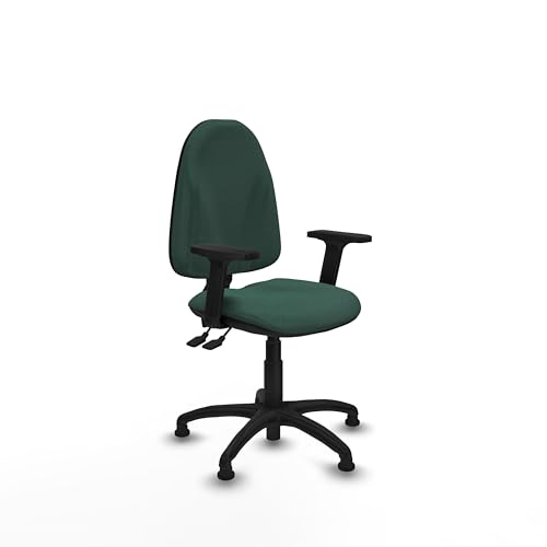 Piqueras y Crespo   Silla sin Ruedas para Oficina Algarra con Brazos 2D. Equipado con Asincro y Espuma de Corte. Verde Botella