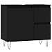 Produktbild vidaXL Badezimmerschrank, Waschbeckenunterschrank mit viel Stauraum, Badschrank mit Eisenbeinen, Bad Unterschrank Waschbeckenschrank Badmöbel, Schwarz Holzwerkstoff