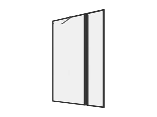 Vente-unique - Mampara de bañera Bradenton - L 100cm x A 1.92cm x H 140cm - aluminio - negro