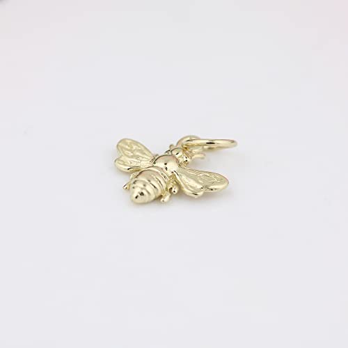 GNGJewel 14k Gold 3D Tiny Bee Queen Bee Charm Pendant Necklace3