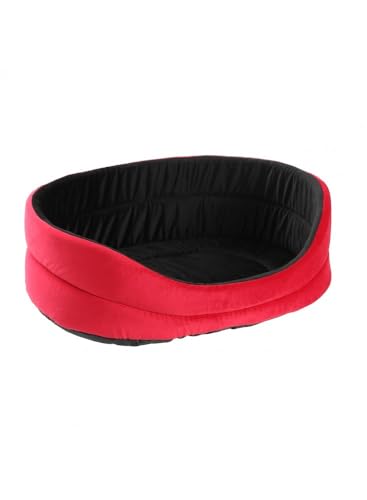 Mon ami Luki - Corbeille Velvet antiderapant - Rouge ET Noir - Chien - M