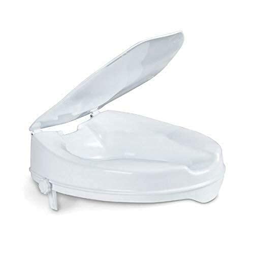 Cura Farma 26101 - Asiento de Inodoro Elevado con Tapa Conveniente, 10 cm Tamaño 2000 g. blanco Cover
