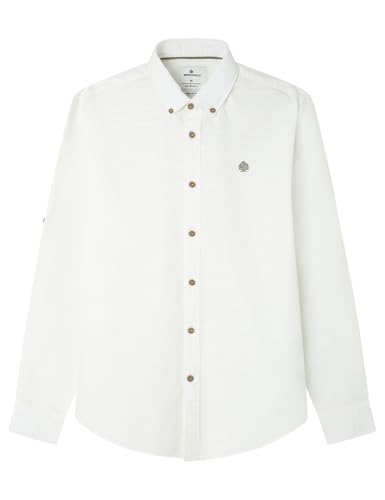 Custom Fit SPRINGFIELD Camisa Slub Structure Solid Camicia, Biancaneve, M Uomo