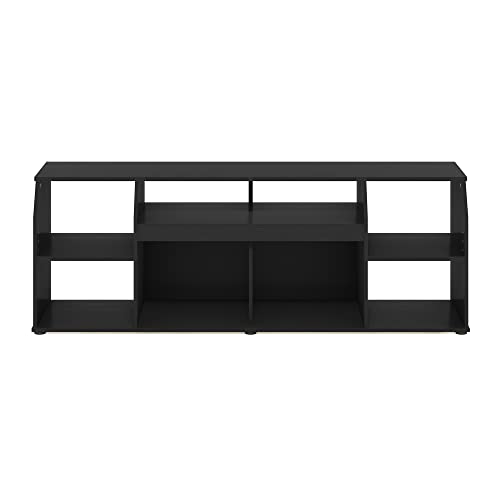 Image of Furinno Jaya TV Stand, Large 6 Shelves Entertainment Center with LED, Media Console Table for TV up to 65 Inch, TV Console, for Living Room, Bedroom, Dark Americano