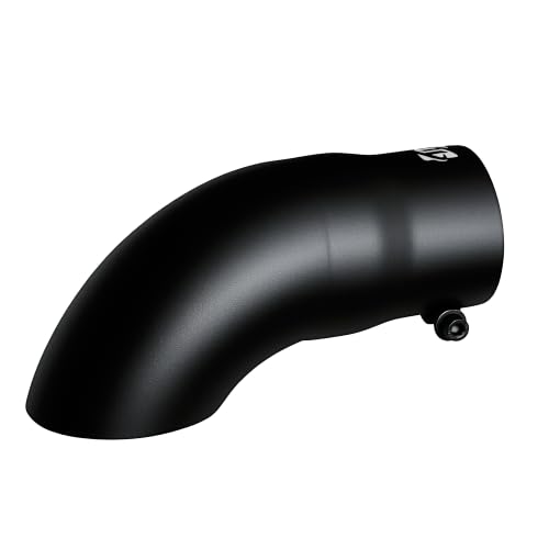 Image of Turn Down Exhaust Tip, 3'' Inlet Black Stainless Steel, Bolt On
