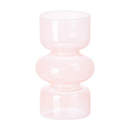 Jarrones de Cristal para Centros de Mesa, Jarrones Transparentes Coloridos, Elegantes Floreros de Cristal Altos a Rayas, Decoración del Hogar, Decoración de Mesa Central de Boda(Rosa)