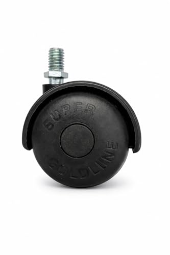 Image of Castersman TP Threaded Twin Castor Nylon Revolving Chair Wheel (Black) - Set of 5 Load capacity-200 kg