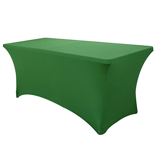 Mantel elástico para cocina, comedor, mesa de cumpleaños, 6 pies, rectangular, color verde oscuro Cover