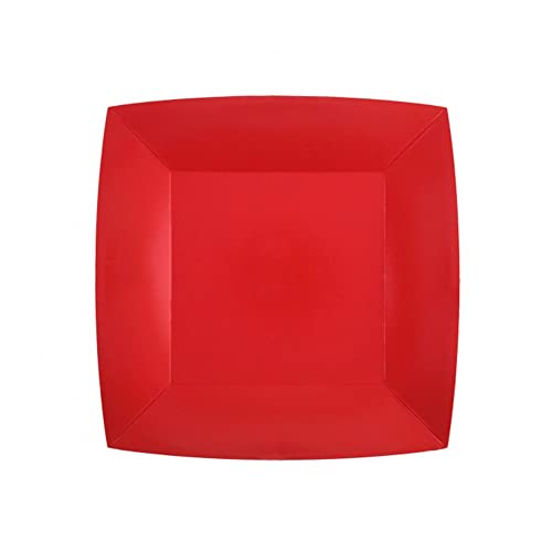 Santex 10 ASSIETTES CARTON BIO CARRÉES 23CM ROUGE