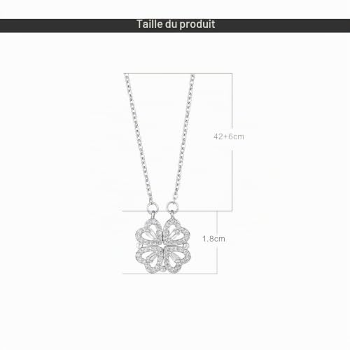 FFWTPY Collier Coeur pour Femme Pendentif Trèfle à Quatre Feuilles Amour Bijoux Plaqué Or Acier Inoxydable d'amour Chaîne pour Saint Valentin Noël Anniversaire Cadeau (Argent) – vue 8
