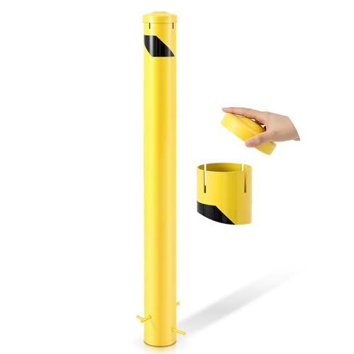 Blulu 1 Pack 46 Inch Steel Safety Bollard Post, Heavy Duty