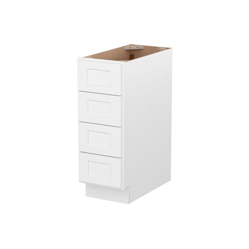 Image of Furinno Shaker Drawer Base Kitchen Cabinet with 4-Drawers, Ready to Assemble, 24 D x 12 W x 34.5 H, White