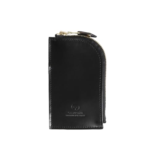 [グレンロイヤル] ジップド キーケース カードポケット付き/ZIPPED KEY CASE WITH POCKET レザー ブラック グリーン ブラウン ブルー ユニセックス 03-6255 one/NEW-BLACK