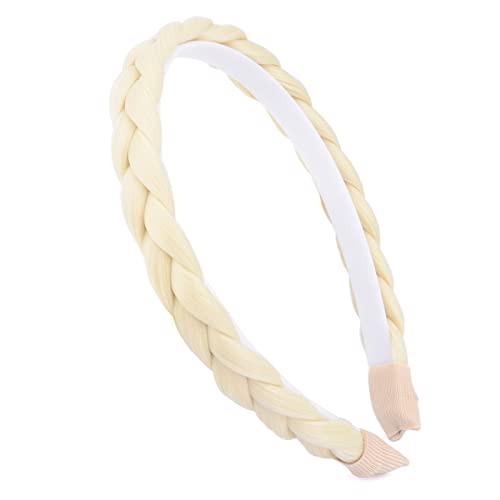 Gledola Braided Headband Without Teeth Braids Hairband Without Tooth Synthetic Hair Band Plaited Hairband For Women (Light Blonde)