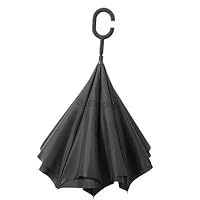 Guarda Chuva Invertido Reforçado Duplo Impermeável Cabo C Grande(Preto)