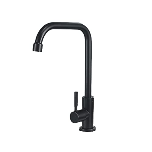 Robinet de cuisine noir mat rotatif en acier inoxydable 304 pour évier - 3