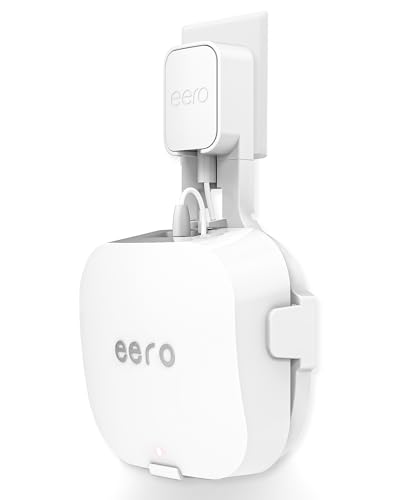 CUHIOY Outlet Wall Mount Holder for Eero Pro 6 or Eero pro 6E, Space-Saving Wall Bracket with Wire Organization, Compatible with Vertical or Horizontal Plug, Nailable Wall Mount Stand (White, 1Pack)