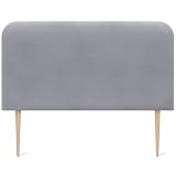 DHOME Cabecero Tapizado Liso Curvo Terciopelo 70cm Altura con Patas para Pared Acústicos Cabeceros Absorbentes Cabezal Cama Dormitorio (Gris Claro, 150cm)
