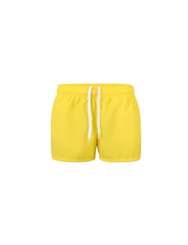 Gleemyth 3 Inch Mens Swim Shorts Quick Dry Short Yellow Swim Trunks for Men Summer Suits M