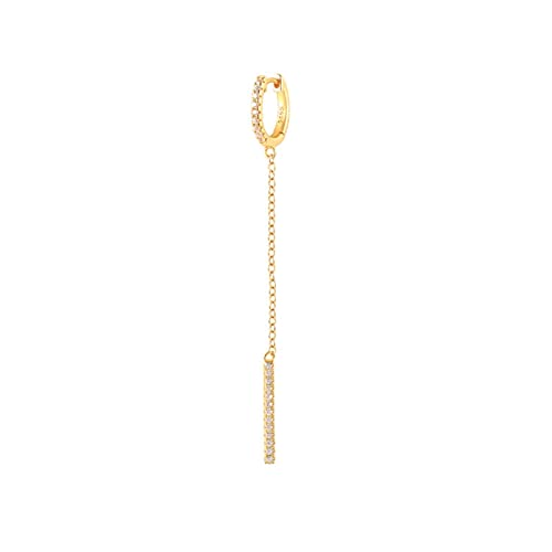 Argent sterling S925 boucles d'oreilles créoles chaîne avec zircone