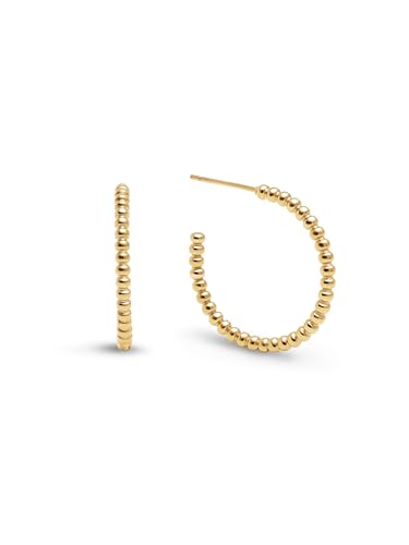 SINGULARU - Pendientes Pebble Dots M. Acero con Acabado en Baño Oro de 18Kt. Cierre Silicona bañado en Oro de 18kt. Joyas para Mujer