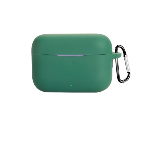 Image of AJM 360 Protection Shockproof Design Soft Rubberised Case with Keychain for Realme Buds T200 (Dark Green)