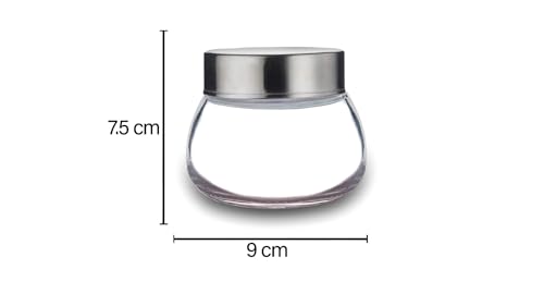 Image of CROCO JAR Oval Shape Glass Spice Jars with Rustproof Airtight Steel Lid | Reusable Kitchen Storage Containers for Home, Office & Pantry | 300ml Set of 6 Premium Glass Jars for Herbs & Condiments