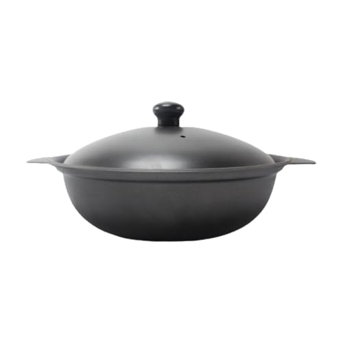 MOTHNUR Cazuela de Hierro Fundido para Arroz Estofado con Pollo Amarillo Olla Tradicional para Cocinar Casa con Tapa de Hierro