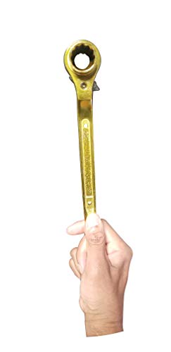 MRNOLA Scaffold Ratchet Gold Wrench Solid Spanner 19mm/22mm/Hexagon Scaffold Podger Ratchet Spanner Ratcheting Socket Wrench 3/4-7/8