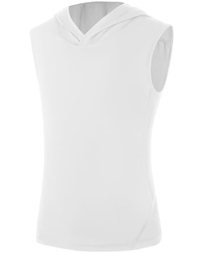 Boys Youth Sleeveless Compression Hoodie Shirt,Quick Dry Football Basketball Undershirt,Athletic Soft Tank Tops Sport2