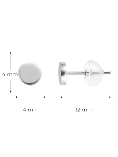 Image of Solid 925 Sterling Silver Stud Earrings for Women & Men, Hypoallergenic 18K Gold Plated & Silver Small Studs, Minimalist Elegant Earrings for Birthday, Party, Daily Gift