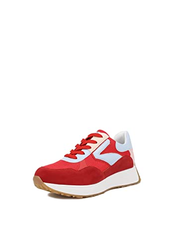 QUEEN HELENA Zapatillas Bajas de Cuña para Mujer Zapatillas Deportivas Ligeras y Cómodas X28-55 Rojo, 38 EU