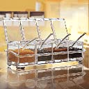 GSM Crystal Seasoning Acrylic Box Pepper Salt Spice Rack Plastic 4 Box with Spoons Kitchen See Through Storage Containers Cooking Tools