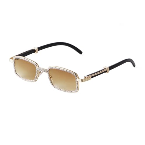 Lunettes de soleil rectangle strass rose avec cristaux scintillants de fête tendance