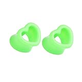 Aotiwe 2 túneles verdes, túnel, oreja, forma de corazón, acrílico, piercing, 6mm, Acrílico, Sin gemas