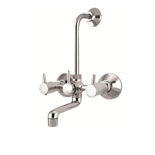 Image of iRiS 2 in 1 Brass Wall Mixer with Provision for Overhead Shower and 125 mm Long Bend Pipe -Visible Hot /Cold