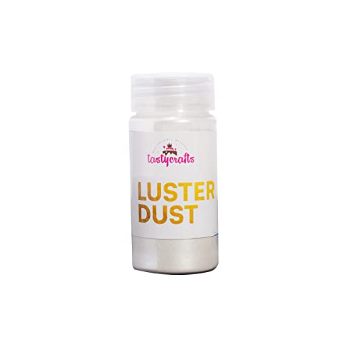 Tastycrafts Luster Dust | Pearl Dust | Edible Decoration for Cake | Sparkle Dust | Shimmer Dust | Glittering Shiner Dust | Cake Décor Items | for Painting on Cakes and Pastry - 25 GM (White)