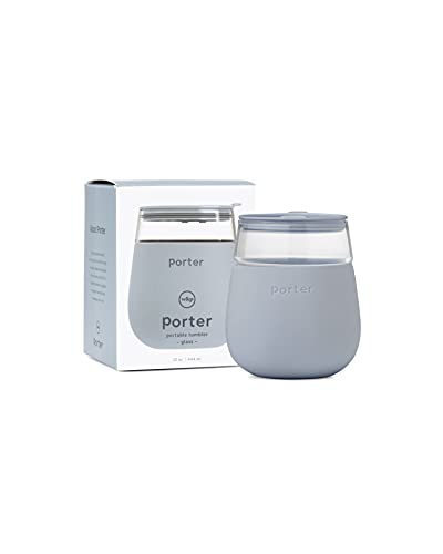 W&P Porter Wine Cocktail Glass W/ Protective Silicone Sleeve | Slate 15 Ounces | On-The-Go | Reusable | Portable | Dishwasher Safe #TOP2