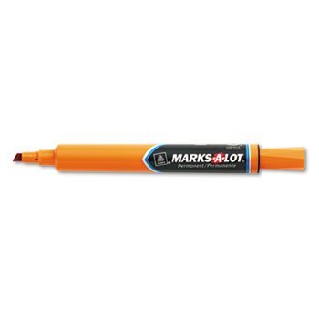 Marks-A-Lot - Permanent Marker, Large Chisel Tip, Orange, Dozen - Sold As 1 Dozen - Versatile and durable 3/16" chisel tip marks in a variety of line widths.