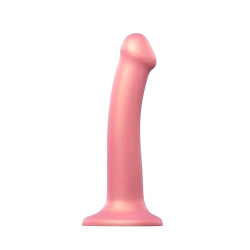 Strap-on-me - Gode Pliable Semi-Réaliste - Mono Densité - Gode pour femme ou pour Homme - Dildo avec Ventouse Puissante - Compatible harnais - Taille M - Rose Metalic Shine