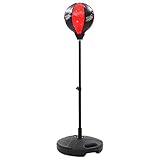 vidaXL Punching Ball Pie Altura Ajustable Niños Guantes Incluidos Saco Boxeo Suelo Infantil Bola Velocidad Pera Punch Ball Alto Regulable Negro Rojo