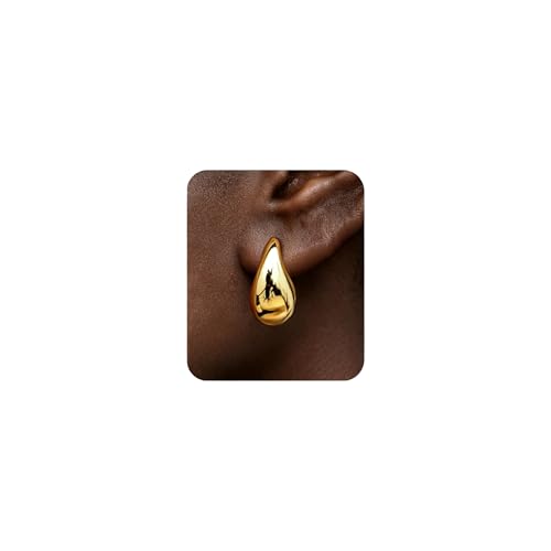 Gold Teardrop Earrings for Women 14K Gold Plated Statement Drop Hoop Earrings Trendy Fashion Jewelry Gifts