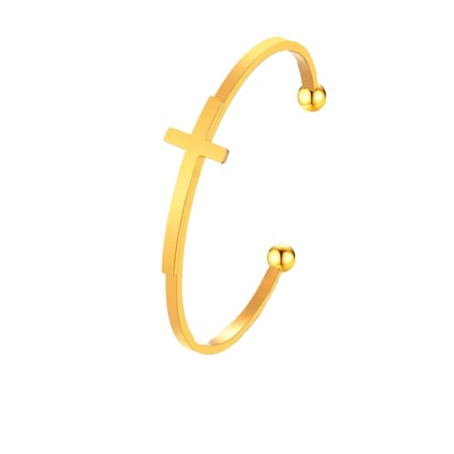 14K Yellow Gold Dainty Sideways Cross Bracelet For Women Men - Dainty Silver Cross Bracelet, Mini Cross Silver Bracelets, Horizontal Cross Bracelet For Women, Religious Jewelry For Women Men