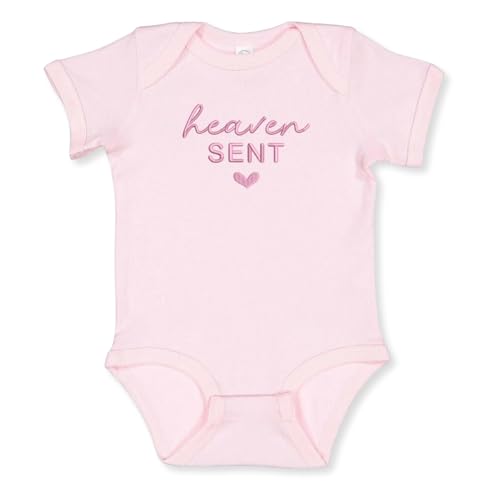 COUPLEHOODIES Heaven Sent Embroidered Baby Onesie - Newborn Bodysuit Sentimental Baby Gift for New Moms and Infant Girls